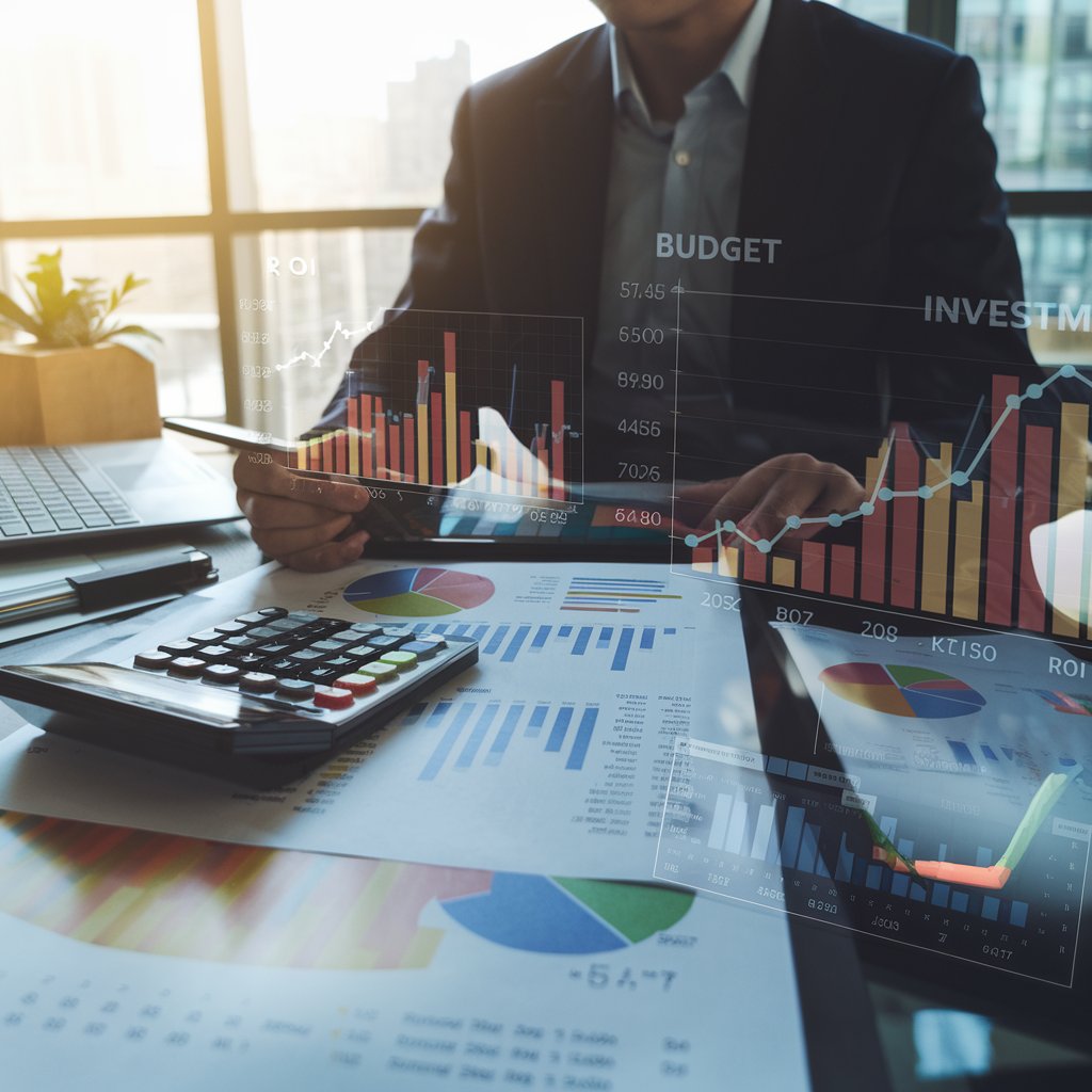 A photo of a financial analyst working in a sleek, modern office at Nixxie International